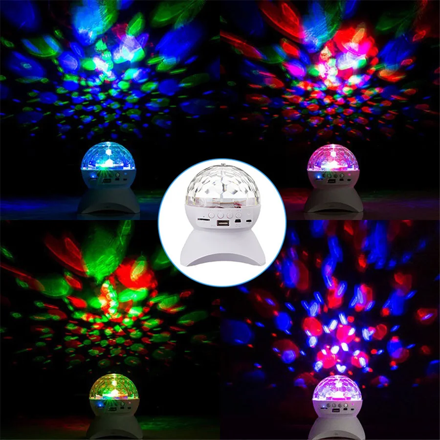 PAMNNY Wireless BT Speaker Music Projector Night Lights USB Rechargeable LED Disco Ball Stage Light for Home Party Wedding Decor