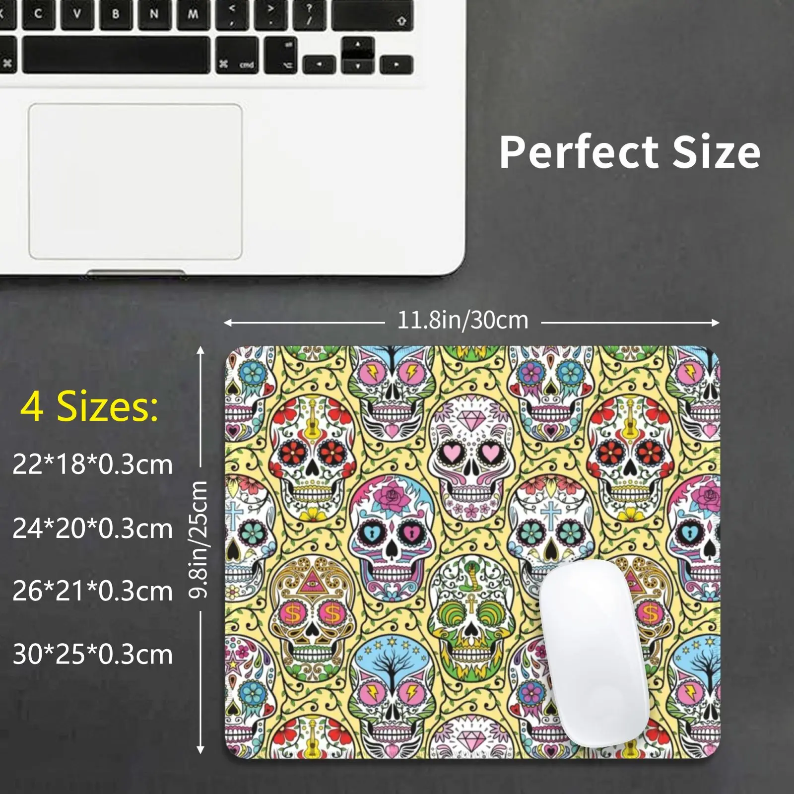 Sugar Skull Mexican Yellow Mouse Pad 100 Sugar Skull Mexican Mexico Day Of The Dead Dead Skulls