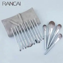 RANCAI 14pcs Professional make up Brushes Set Brochas Maquillaje Fiber Hair Make-up for women Cosmetic Tools with Leather Bag