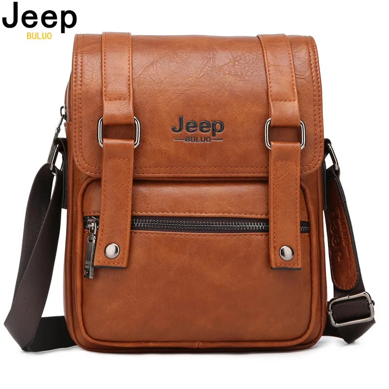 JEEP BULUO Brand Man\'s Crossbody Shoulder Bag Large Capacity Leather Travel Tote Men Multi-function Messenger Bags New Arrivals