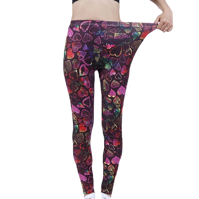 CHSDCSI-MALLAS DE ENTRENAMIENTO elásticas para mujer, Leggings deportivos con estampado colorido de amor, de cintura alta y suave, para gimnasio, Verano