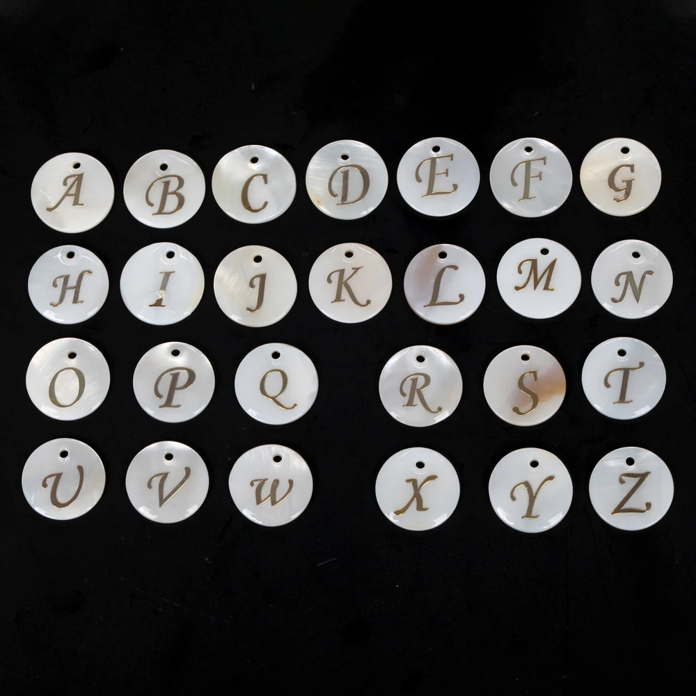 Natural 26 Letter White Shell Alphabet Spacer Beads for Jewelry Making DIY Handmade Pendant Necklace