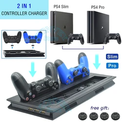 2in1 PS4 Slim Pro Console ventola di raffreddamento supporto verticale PS 4 caricatore doppio Controller Dock Station per Sony Playstation 4 Slim Pro