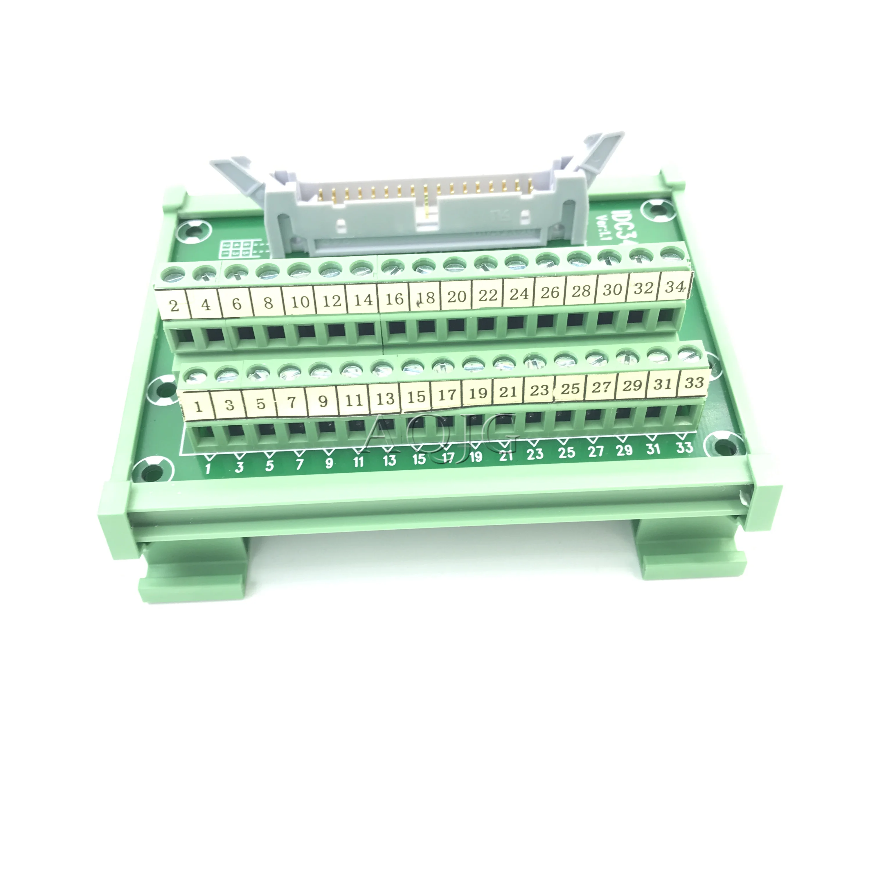 

IDC34Pin 2.45mm IDC-34 Pin Male Connector to 34-Pin Terminal Block Breakout Board Adapter PLC Relay Terminals DIN Rail Mounting