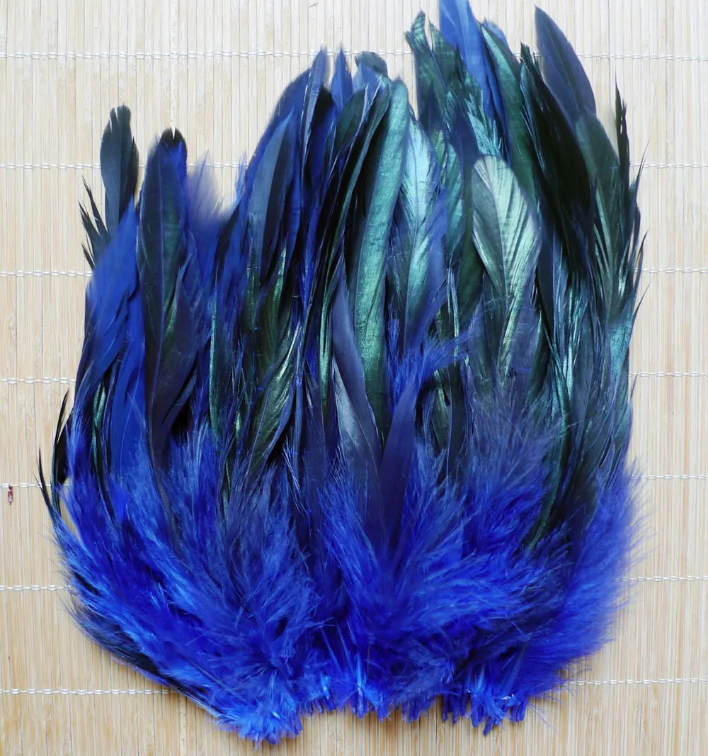 Hot Sale 100 Pcs 12.5-20cm  Blue Pheasant Chicken Tail Rooster Feathers For Mask Jewelry DIY Crafts Dresses Hat Decoration Plume