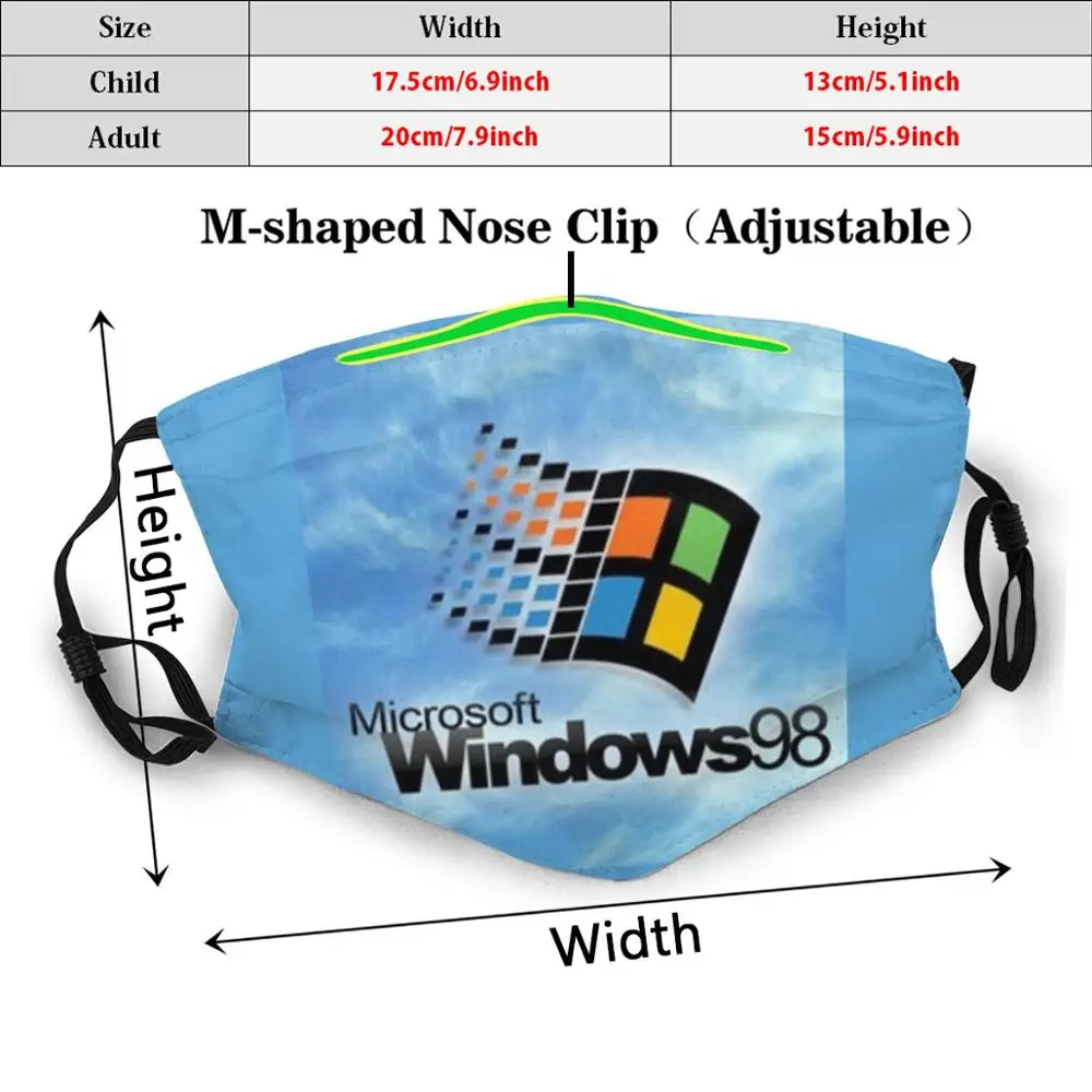 Máscara con Windows 98, Windows 98, Microsoft Steve, Jobs, Windows 10, tecnología