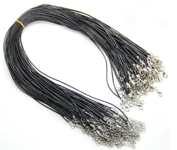 100 pièces 45cm 1.2mm cuir synthétique polyuréthane noir collier cordons fermoir à mousqueton, parfait pour bails, verre, scrabble en bois pendentif