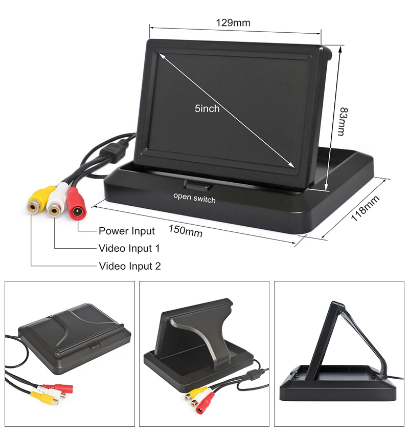 DIYKIT Wireless 5inch Car Reversing Camera Kit Back Up Car Monitor Video Parking Radar Sensor 2 in 1 Car Camera Parking System