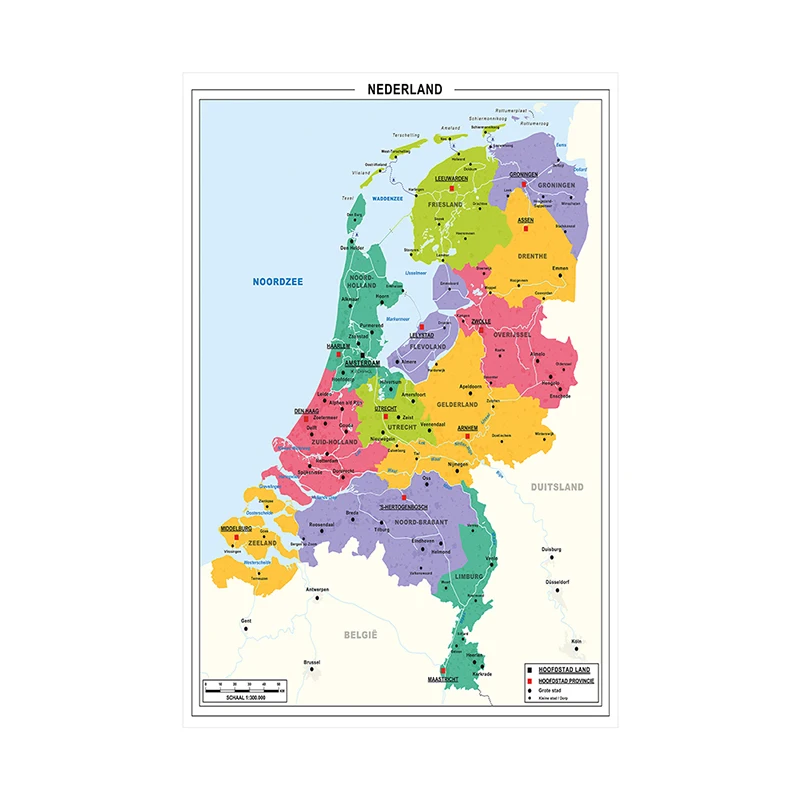 Niederlande Karte In Dutch Dekorative Malerei 100*150cm Große Größe Nicht-woven Wand Poster Büro Decor Bildung schule Liefert