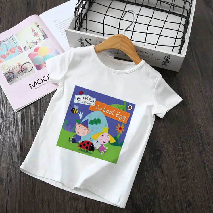 Kids Girl Baby Tshirt Casual T-shirt Children Cartoon Ben And Holly Kingdom T Shirt Boy And Girls Cartoon Short Sleeve Pink Tops