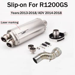 For BMW R 1200 GS LC 2013 to 2018 R1200GS LC ADV 2014-2018 R1200GS Escape Slip-on 51mm Motorcycle Exhaust Tip Muffler Silencer