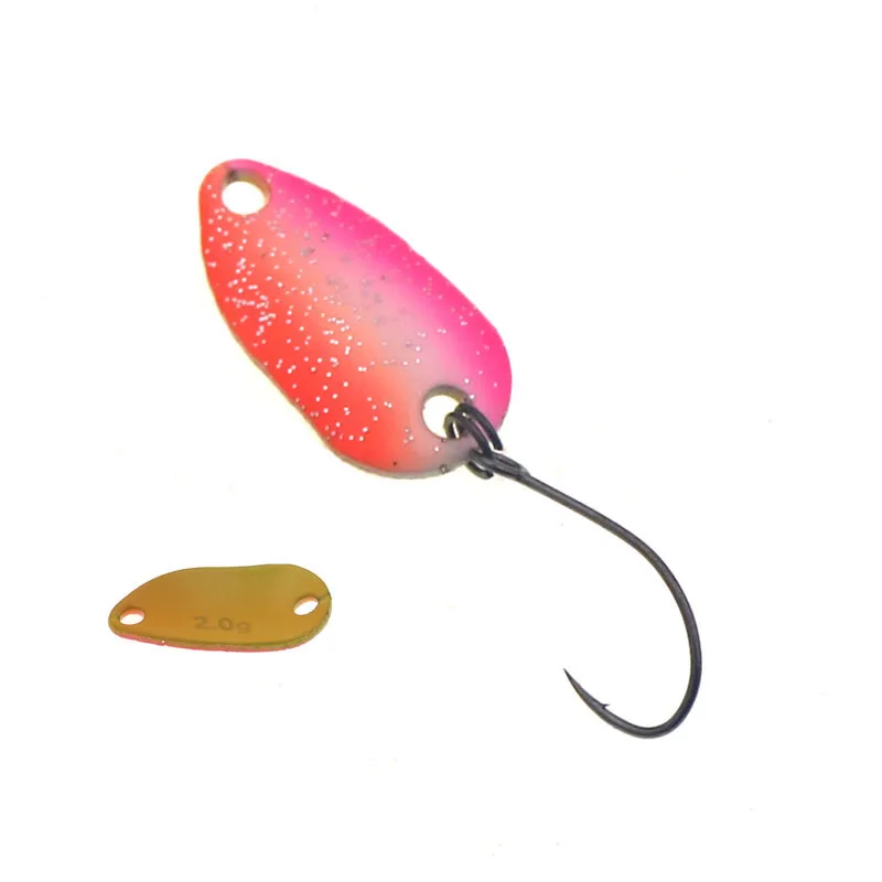 Metal Fishing spoon Lure, Hard Baits for Perch, Trout spoon, Chub Bait, Colorful Stream, Copper, 2.0g, 23mm
