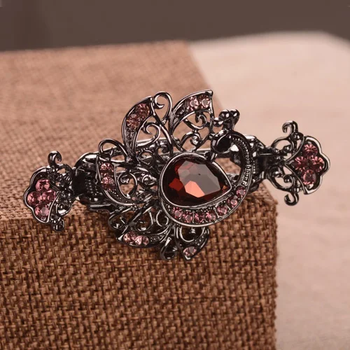 Retro Crystal Rhinestone Peacock Hair Clips Barrettes Hair Jewelry Metal Small Hair Accessories Women