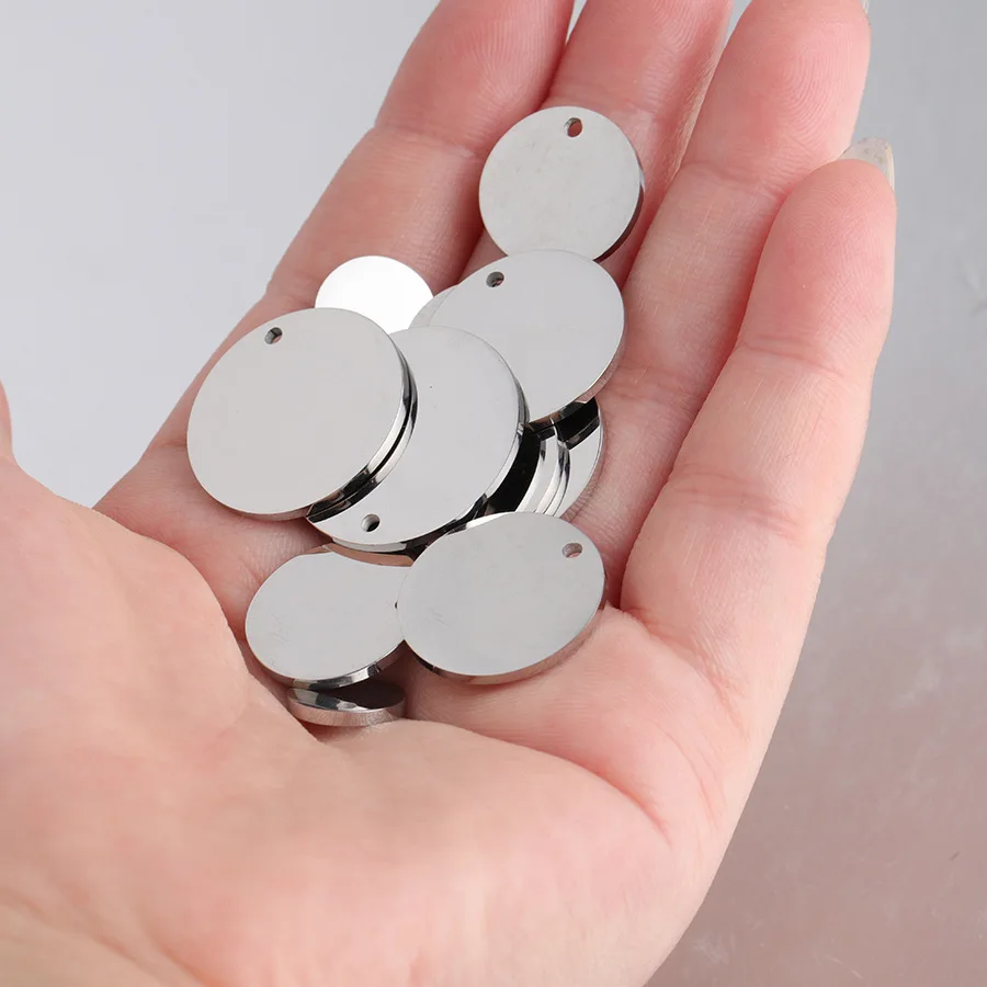 Stainless Steel Round Stamping Blanks Charms For engraving  DIY Making Jewelry Necklace Metal Circle Tag Round Connector image 2