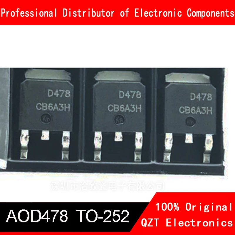 

10pcs D478 AOD478 TO-252-Patch 100V MOS FET N-Channel MOSFET