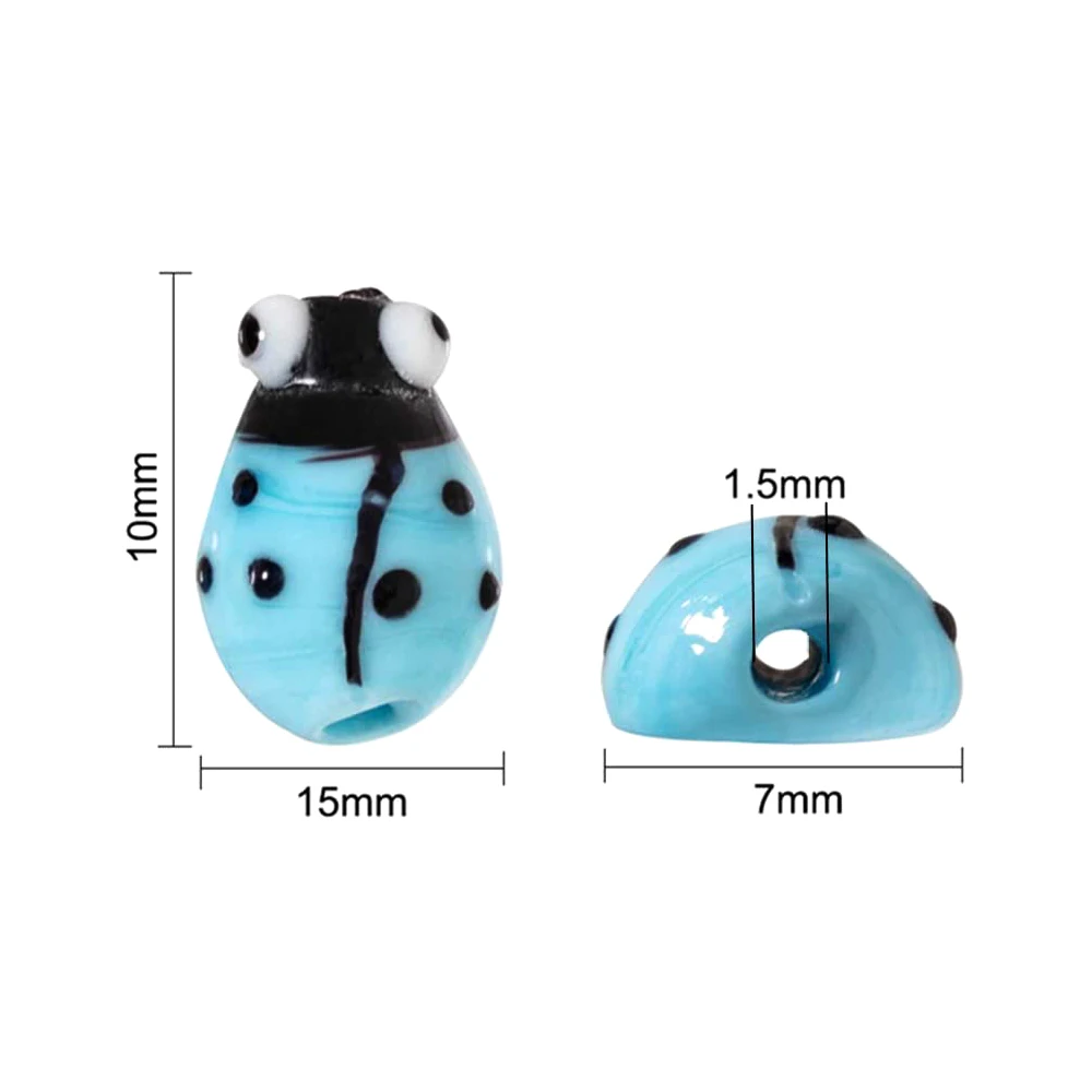 Imagem -03 - Fios Miçangas Flores Lampwork Vidro Ladybug Contas Cores Misturadas para Fazer Jóias Faça Você Mesmo Pulseira Colar Decoração Aproximadamente 20 Peças Fio 10