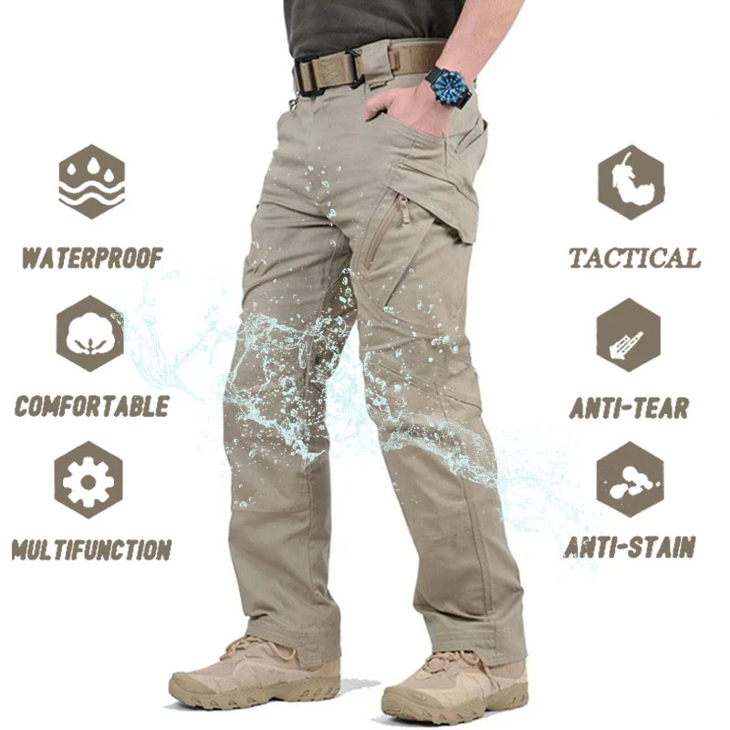 IX9 City taktyczne spodnie wojskowe mężczyźni SWAT bojowe spodnie wojskowe Casual Men spodnie do wędrówek pieszych Outdoor Camping Cargo wodoodporne spodnie