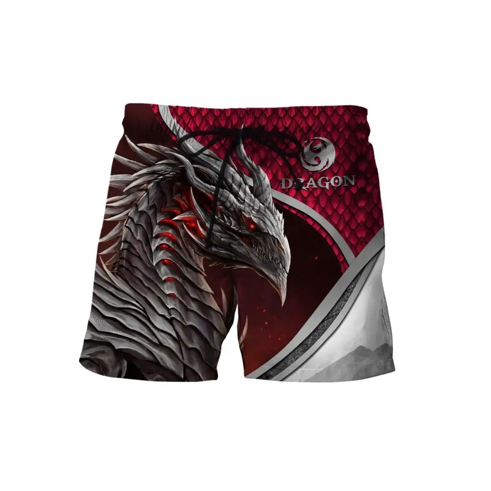 Cool Tattoo Dragon 3D All Over Printed Mens Shorts Unisex Streetwear Summer Beach Loose Shorts Casual Pants Polyester SDM02