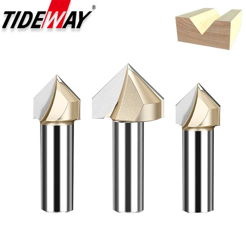 Tideway 90 stopni typ V frez do obróbki drewna frez z węglików spiekanych CNC frez V rowek do drewna MDF cięcie dłutowanie grawerowanie