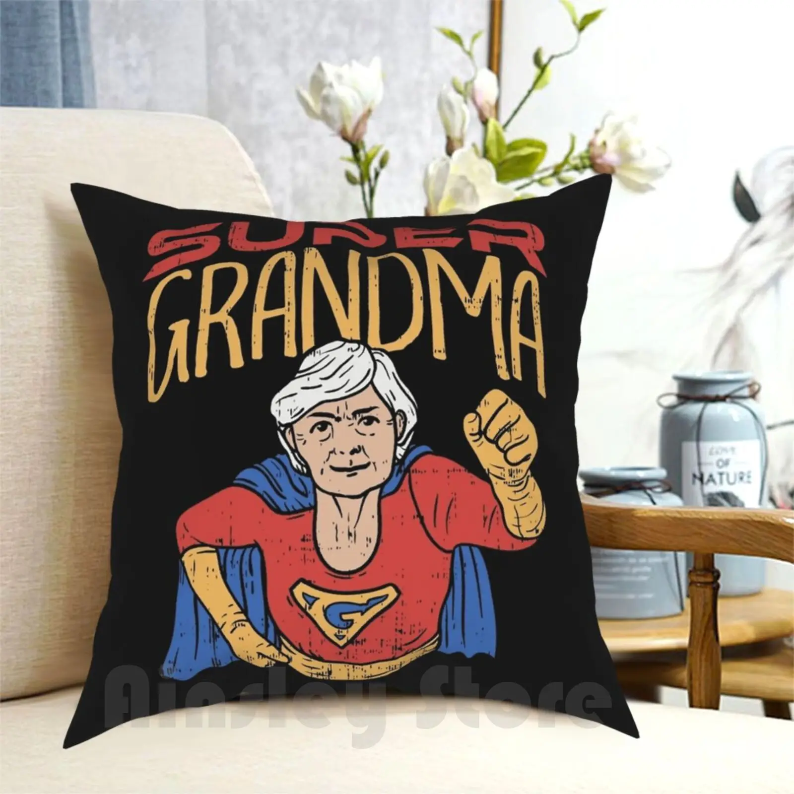 Super Grandma Funny Grandmother Superhero Christmas Gift Pillow Case Printed Home Soft DIY Pillow cover Super Grandma Funny