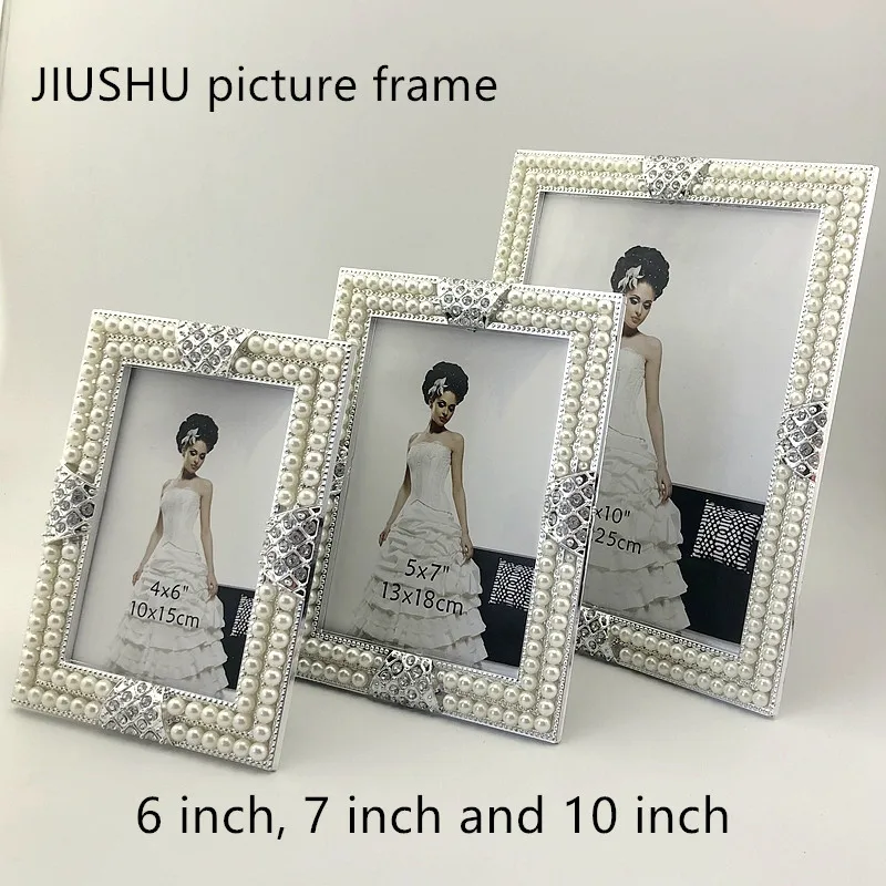 

Silver retro imitation pearl photo frame set decoration digital decoration photo frame gift for friends wedding decoration2022