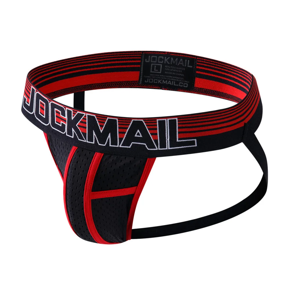 JOCKMAIL Mens Sexy G String Mesh Breathable Hip-lift Jockstrap Homme 4-Pack Ropa Interior Hombre High Quality Underwear Gay Slip