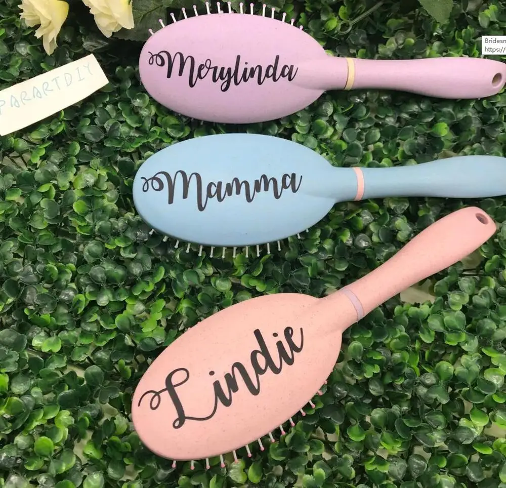 Personalize names Cheerleading wedding flower girl bridesmaid floral hair brushes birthday girl mother's day hairbrush gifts