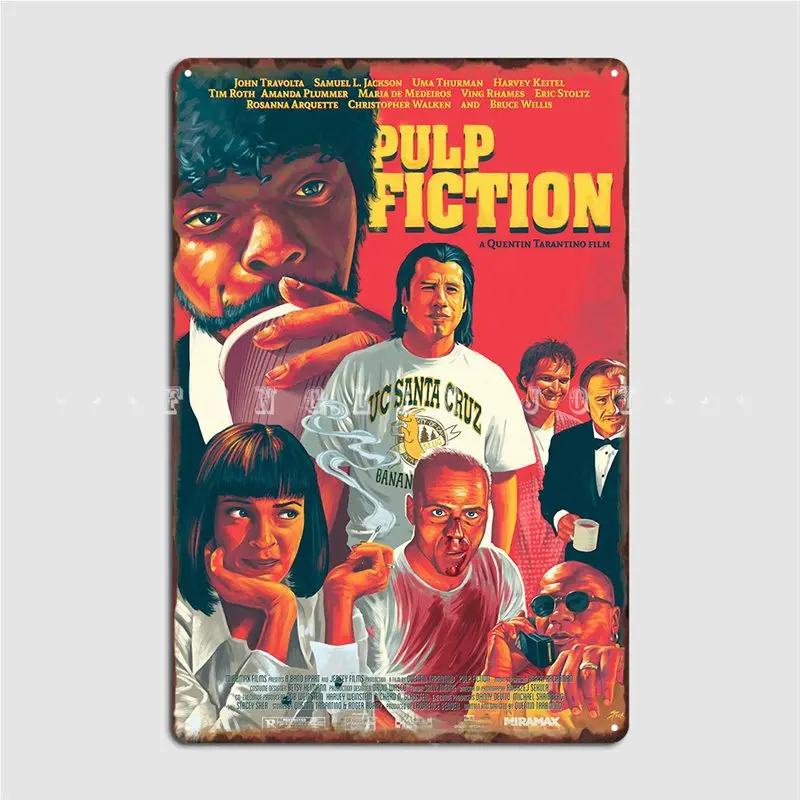 Pulp Fiction Poster Metal Plaque Pub Club Bar Retro Garage Decoration Tin Sign Poster