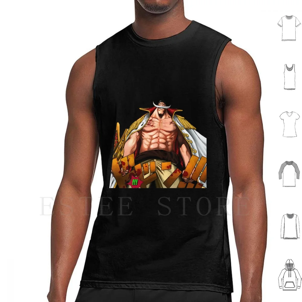 White Beard Tank Tops Vest Sleeveless One Peice Luffy Zoro Sanji Nami Cooper Gear Devil Fruit Pirates Oceaan Haki Admiral