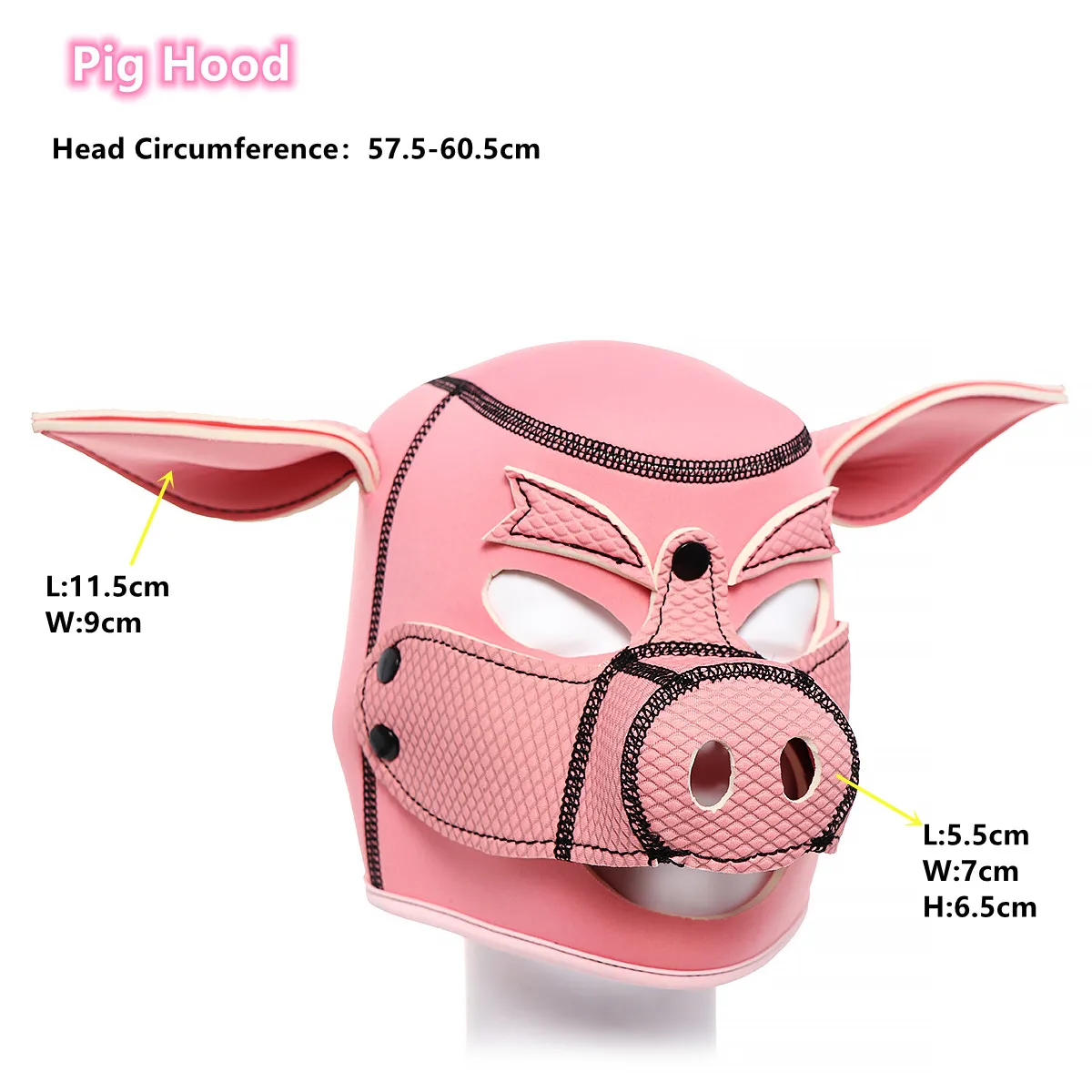 

Padded Latex Rubber Role Play Piggy Mask, Full Head with Ears, Pig Headwear, Halloween Carnival Cosplay, Fashion