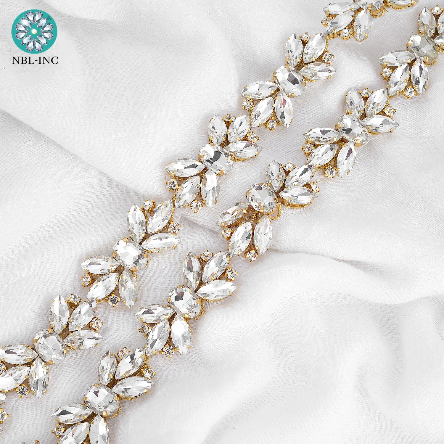 (1 yard) oro Argento di cristallo strass da sposa cintura trim oro iron on sew on per il vestito da sposa WDD1064