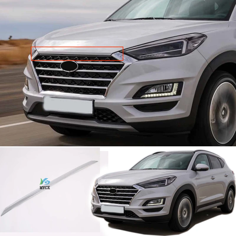 For Hyundai Tucson 2019 2020 Car Styling ABS Chrome Front Hood Lid Molding Strip Cover Trim Auto Accessories