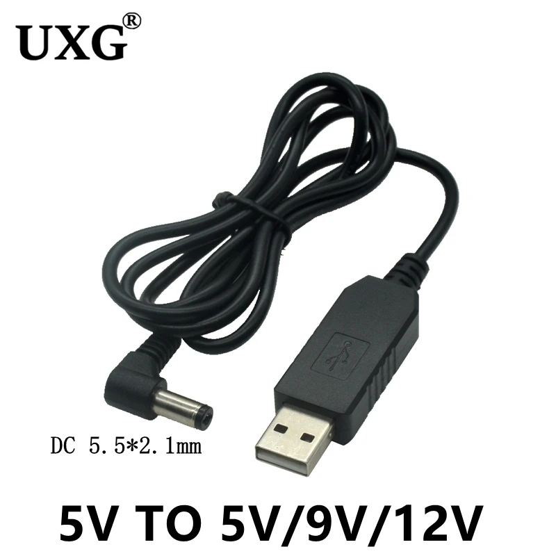 90 Degree USB DC 5.1 2.1mm power boost line DC 5V to DC 5v 9V / 12V Step UP Module USB Converter Adapter Cable 2.1x5.5mm Plug