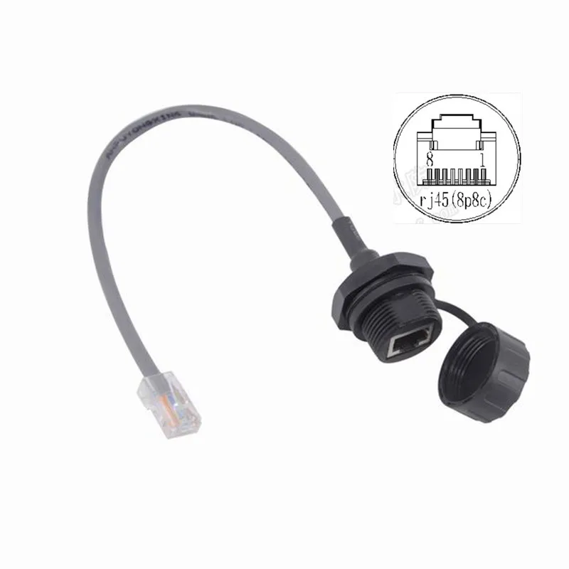 Nenhum adaptador impermeável 8p8c da extensão do cabo da rede dos ethernet do conector do lan da montagem exterior rj45 do painel de cat5e com 2 tampa