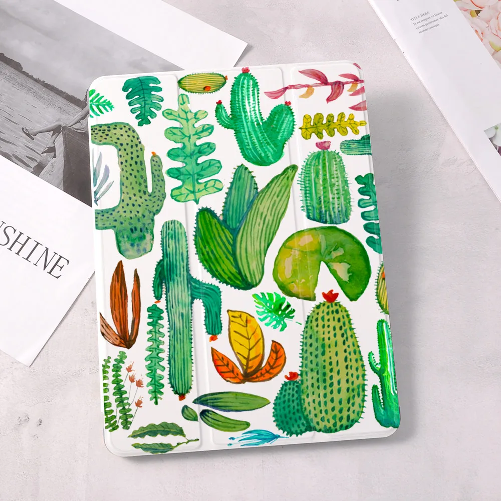 

Lovely Cactus Plant For Air 4 Silicone Case iPad Pro 2020 10.5 10.2 inch 8th Generation 7th 12.9 inch Automatically Wake Up