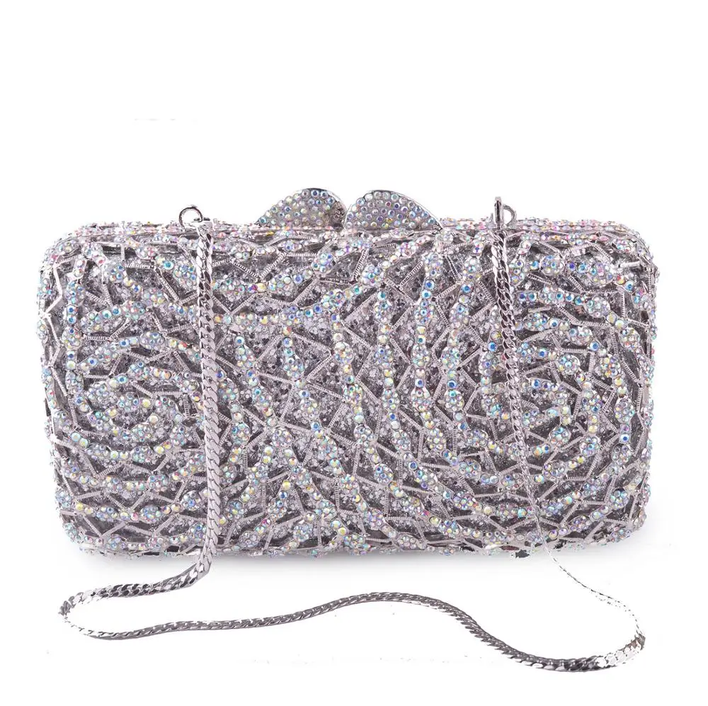 

XIYUAN Women silver Crystal diamond Evening Bags Ladies Party Handbag Bridal Wedding Clutch Bag Luxury messenger bags tote bags
