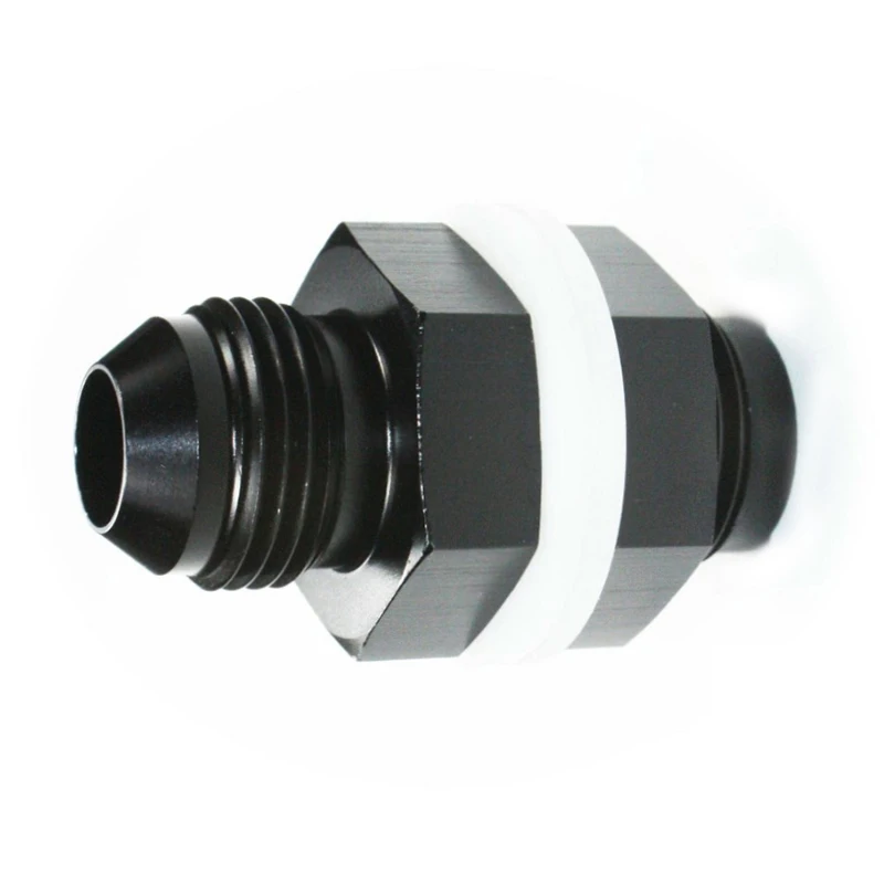 AN6 Male Aluminum Adapter Fuel Tank Fasteners, Fuel Cell Bulkhead Fittings Thread 6AN Connector , rubber Washers, Black