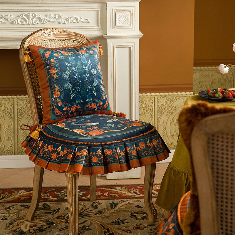 Dining Chair Cover Home Decor Retro Orange Warm Seat Cushion Custom Elastic Dining Room Chair Cover Delicate Soft Short Fluff