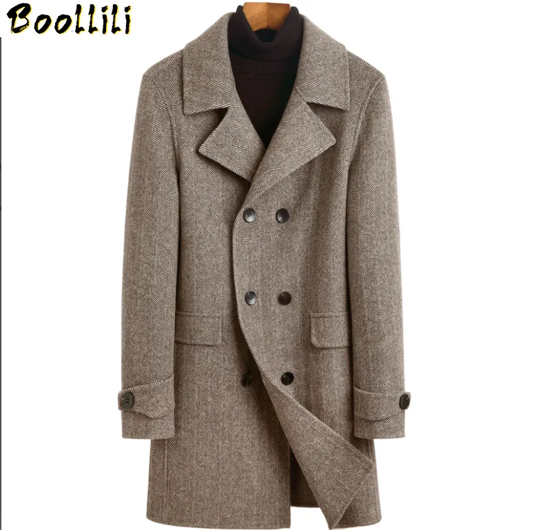 

Wool Boollili 100% Coat Long Jacket Men Spring Autumn Double Breasted Mens Coats and Jackets Abrigo Hombre 2023