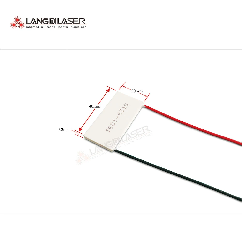 Peltier Cooling Plate TEC1-6310 , for laser beauty machine , voltage : 6V , current : 10A , power : 60W , size : 40*20*3.2mm