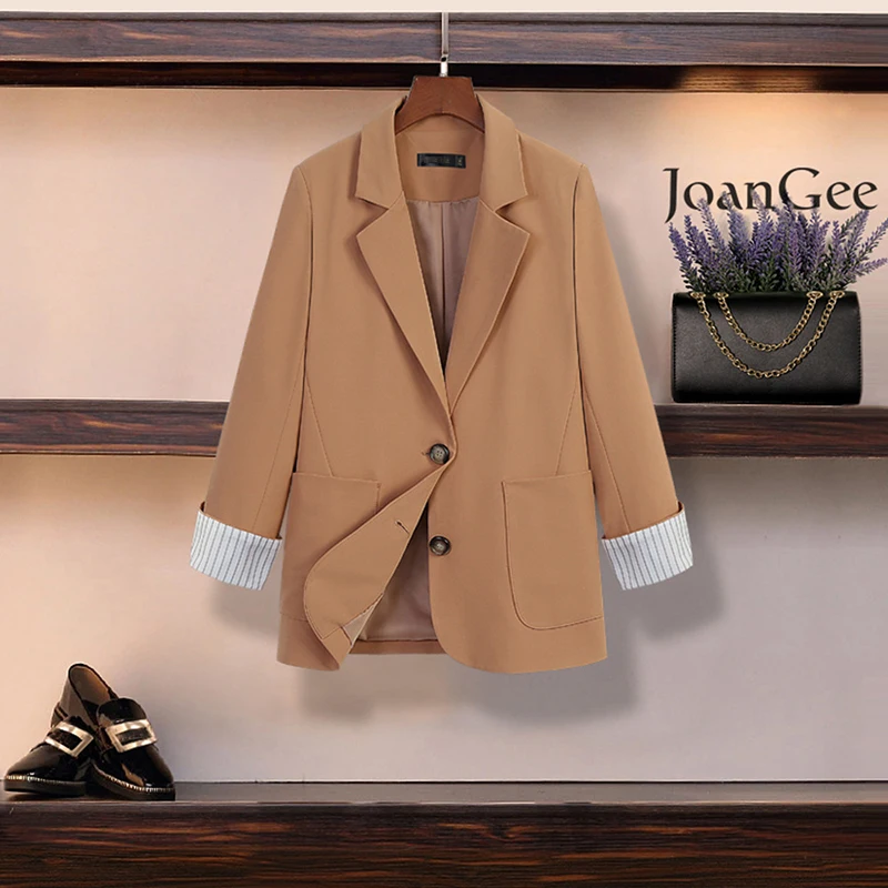 Blazers Coat Women Minimalist Solid Outwear Loose Elegant Retro Office Fashion High Street Feminine All-match Spring Comfortable