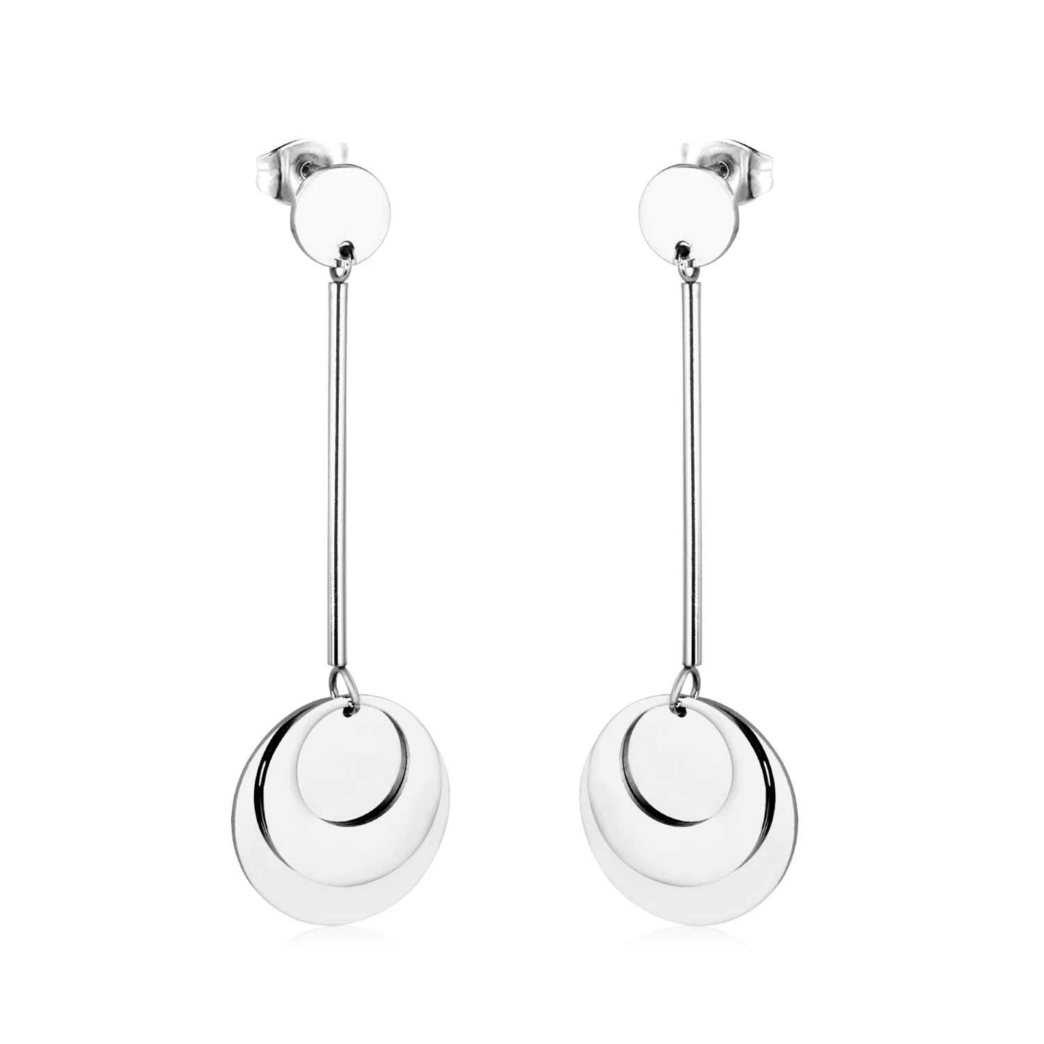 LUXUSTEEL Round Shape Drop Earrings Stainless Steel Gold Color Dangle Jewelry Women Fashion Accessories Wholesale Party