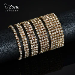 UZone Exquisite Zircon Elastic Bracelet 1-10 Row Clear Stone Charm Bangles For Women Girls Bridesmaid Wedding Party Gift