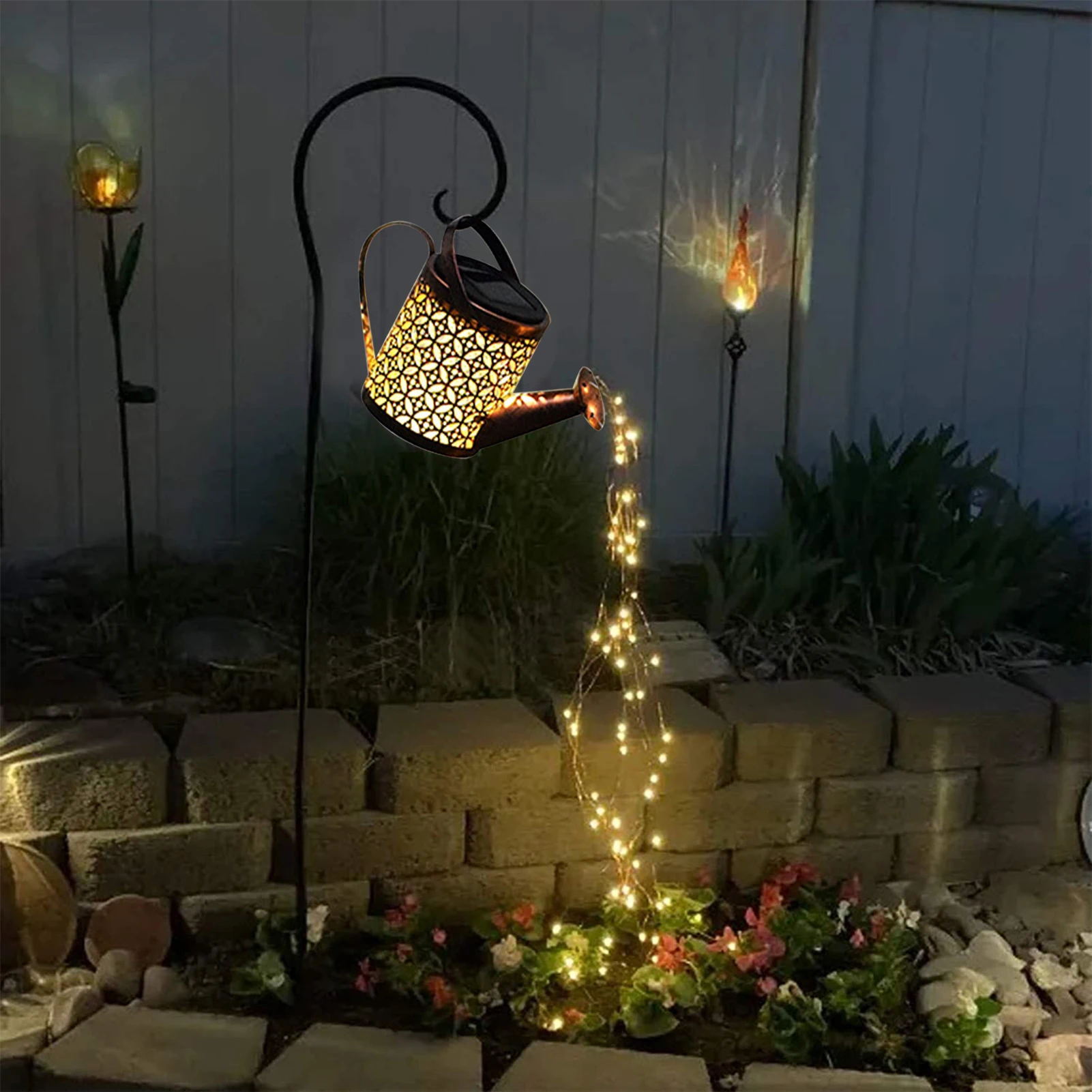 Solar LED Garden Lawn Lamp Creative Watering Can Sprinkles Star Type Shower Art Light Decoration Outdoor Gardening Lawn Lamps