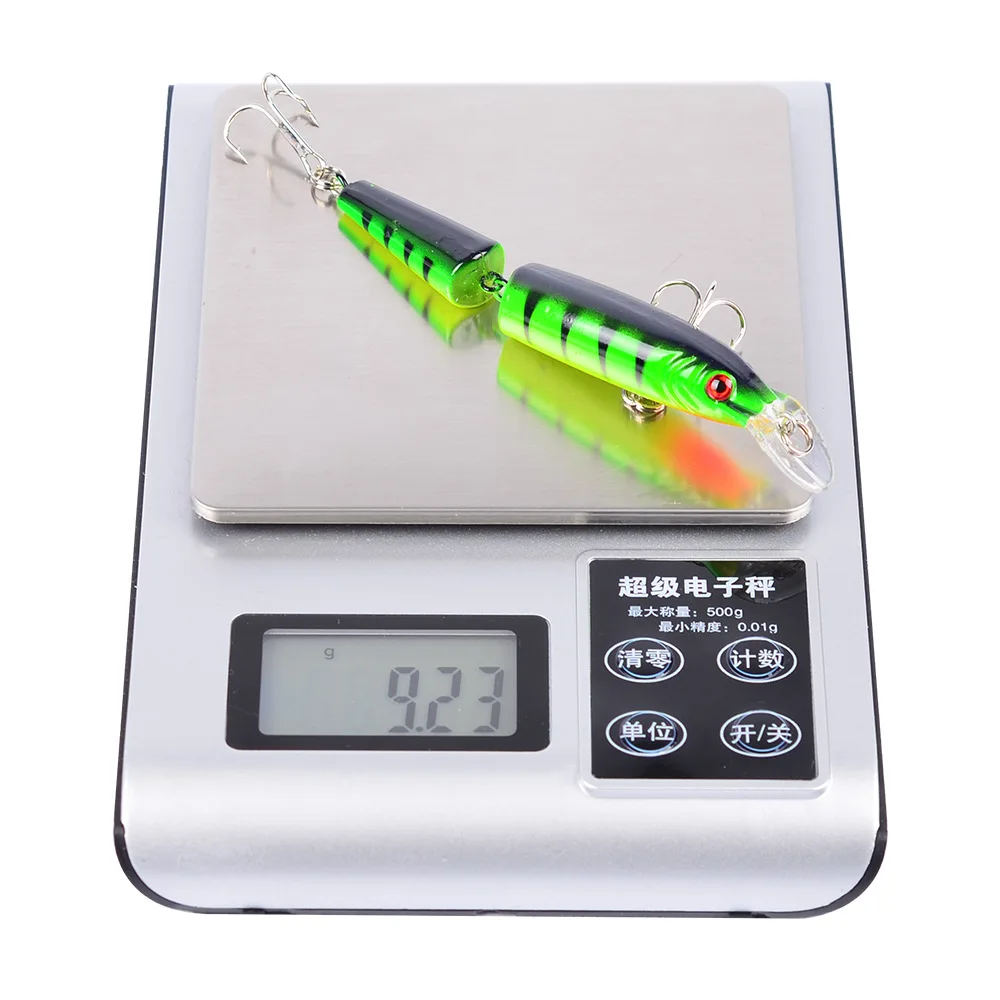 Duas seções iscas de pesca minnow, 105mm/9g, plástico artificial, olhos 3d, swimbait, wobblers para lúcio, equipamentos de pesca, 1 parte