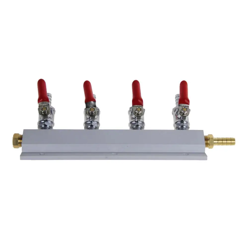 KegLand Gas Line Splitter 4 Output / 4 Way Manifold with Check Valve (5/16Inch, 8mm Barb) US Standard