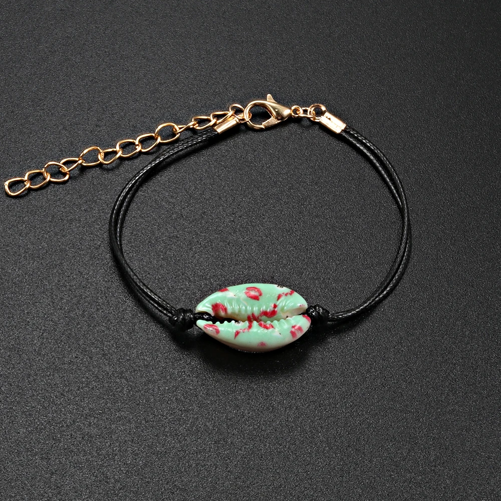 Bohemia Colorful Shell Rope Chain Bracelet Charm Women Natural Sea Shell Cowrie Bracelet Anklet Foot Jewelry Gift Wholesale