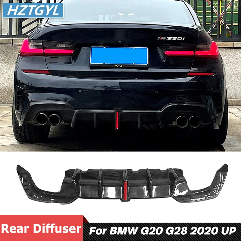 K Style Carbon Fiber Material Rear Bumper Lip Diffuser For BMW 3 Series G20 G28 Sport Model Car 2018 Up