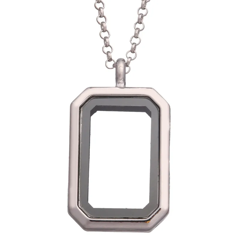 1Pc Hip Hop Openable Rectangle Memorial Ashes Locket Pendant Necklaces Glass Reliquary Picture Box Relicario Men Collier Jewelry
