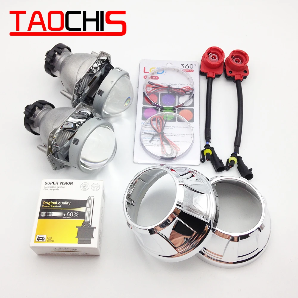 TAOCHIS 3.0 inch Bi-xenon Hella 3R G5 Projector Lens HID D2S Shroud Devil Eyes Head Lamp Upgrade Super Lens Demon eye